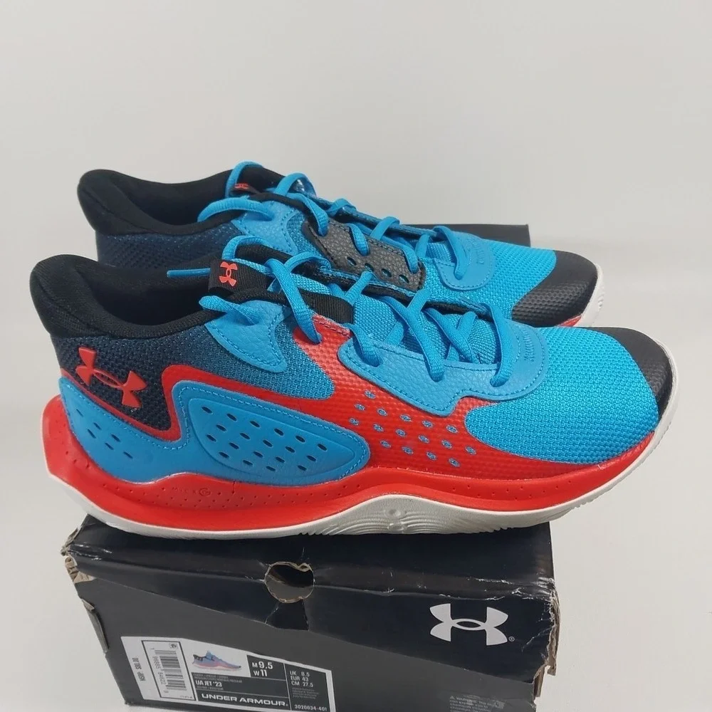 NWB-UNDER ARMOUR JET '23 UNISEX SHOES BLUE/Red SIZE M 9.5